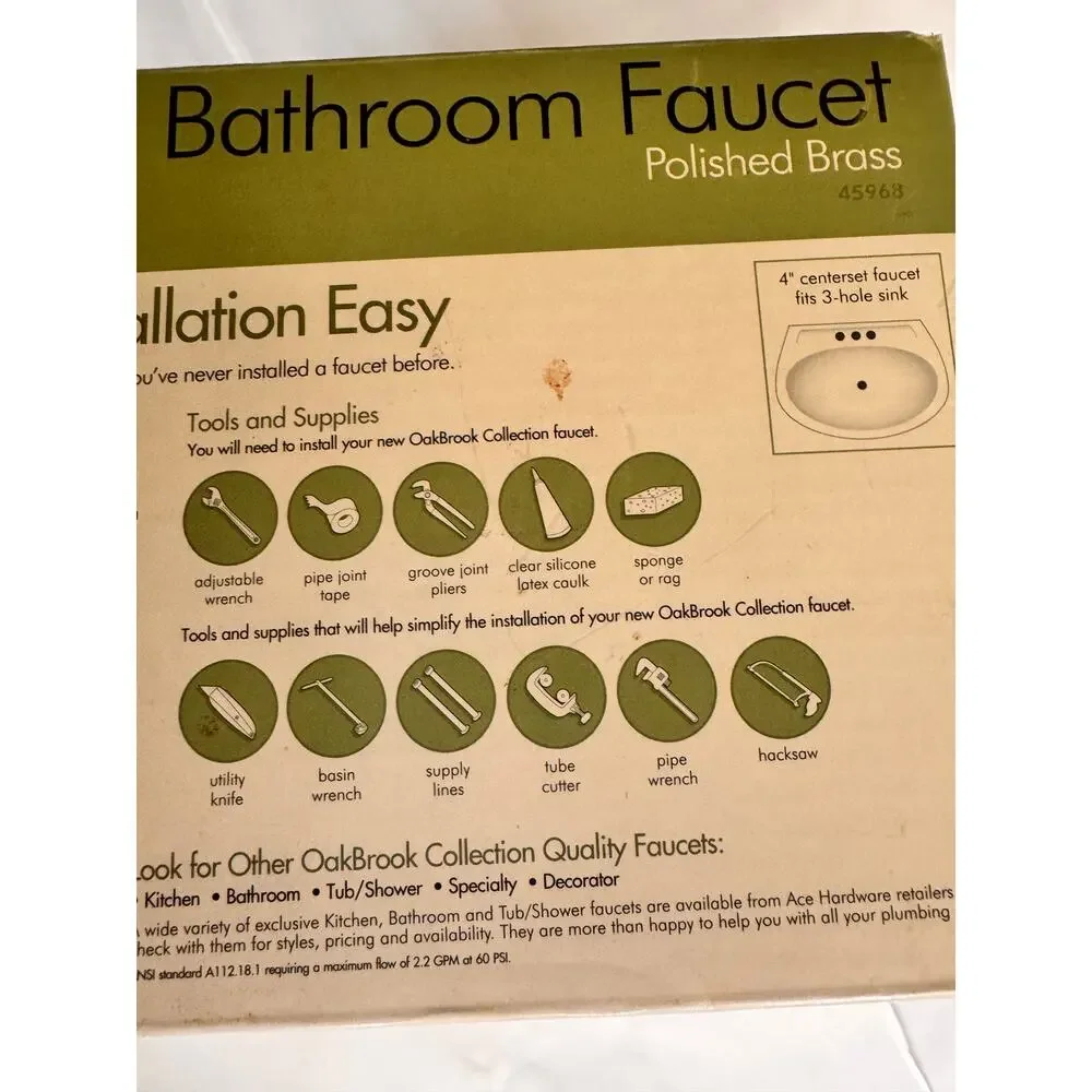 Oakbrook Collection Single Handle Bathroom Faucet Brass New Open Box